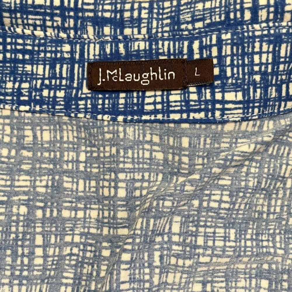 J. McLaughlin Catalina Cloth Button Front Top Blue Large Casual Classic Career - Picture 7 of 8